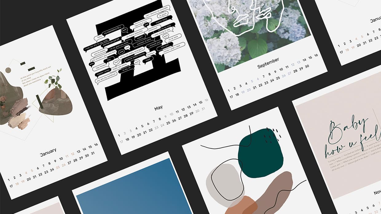 Mockup of the 2020 calendar